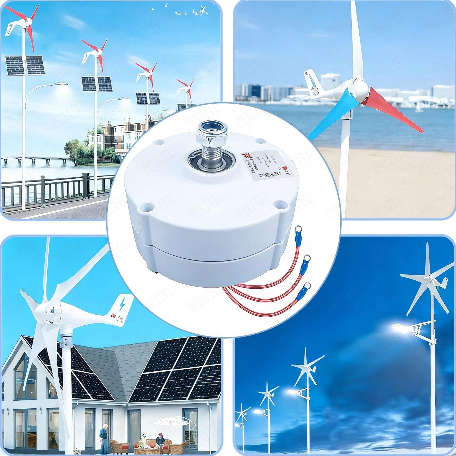 Alternatore a magneti permanenti trifase, generatore a magneti permanenti senza ingranaggi da 6000W 8000W 10000W 12000W con raddrizzatore per turbina eolica e turbina ad acqua con base e controllo
