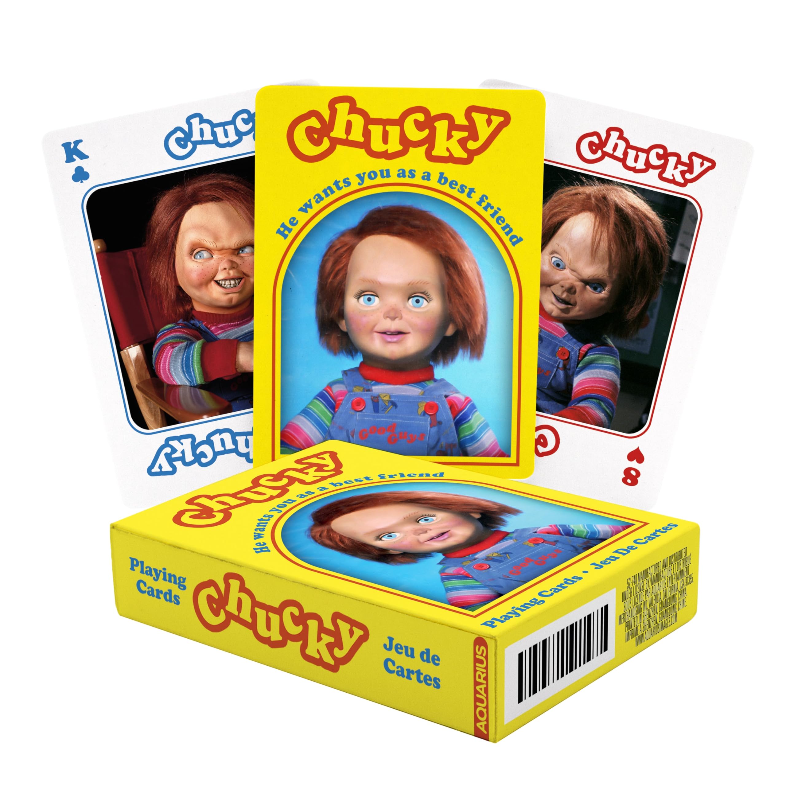 AQUARIUS Chucky Playing Cards - Chucky Themed Deck of Cards for Your Favorite Card Games - Officially Licensed Chucky Merchandise & Collectibles - Poker Size with Linen Finish