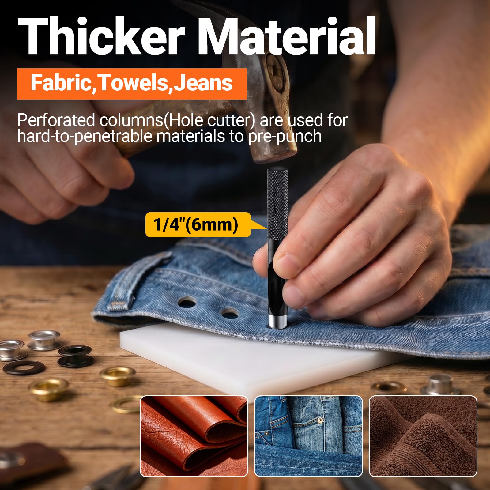 Preciva Kit de Pince à œillet Avec Coffret, Comprenant Quatre Couleurs œillet Couture 6 Mm (420 Pièces), Idéal Pour Bâches, Tissu, Toile, Carton, Bannières En PVC Et Le Bricolage