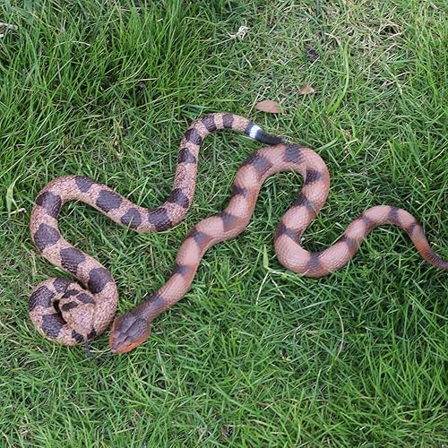 Miniatura 5 de 2 piezas de serpientes falsas realistas de goma de serpiente de cascabel de serpiente de miedo a pájaros y ardillas modelo complicado de serpiente