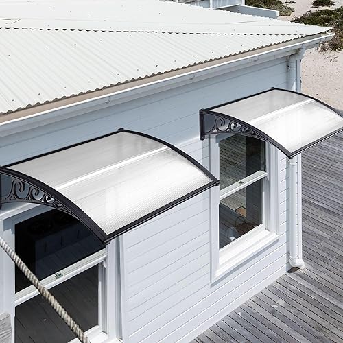Miniatura 9 de Yescom Toldo para ventana de puerta de 40 x 40 pulgadas, cubierta de lluvia con protección UV, hoja hueca para exteriores, paquete de 2