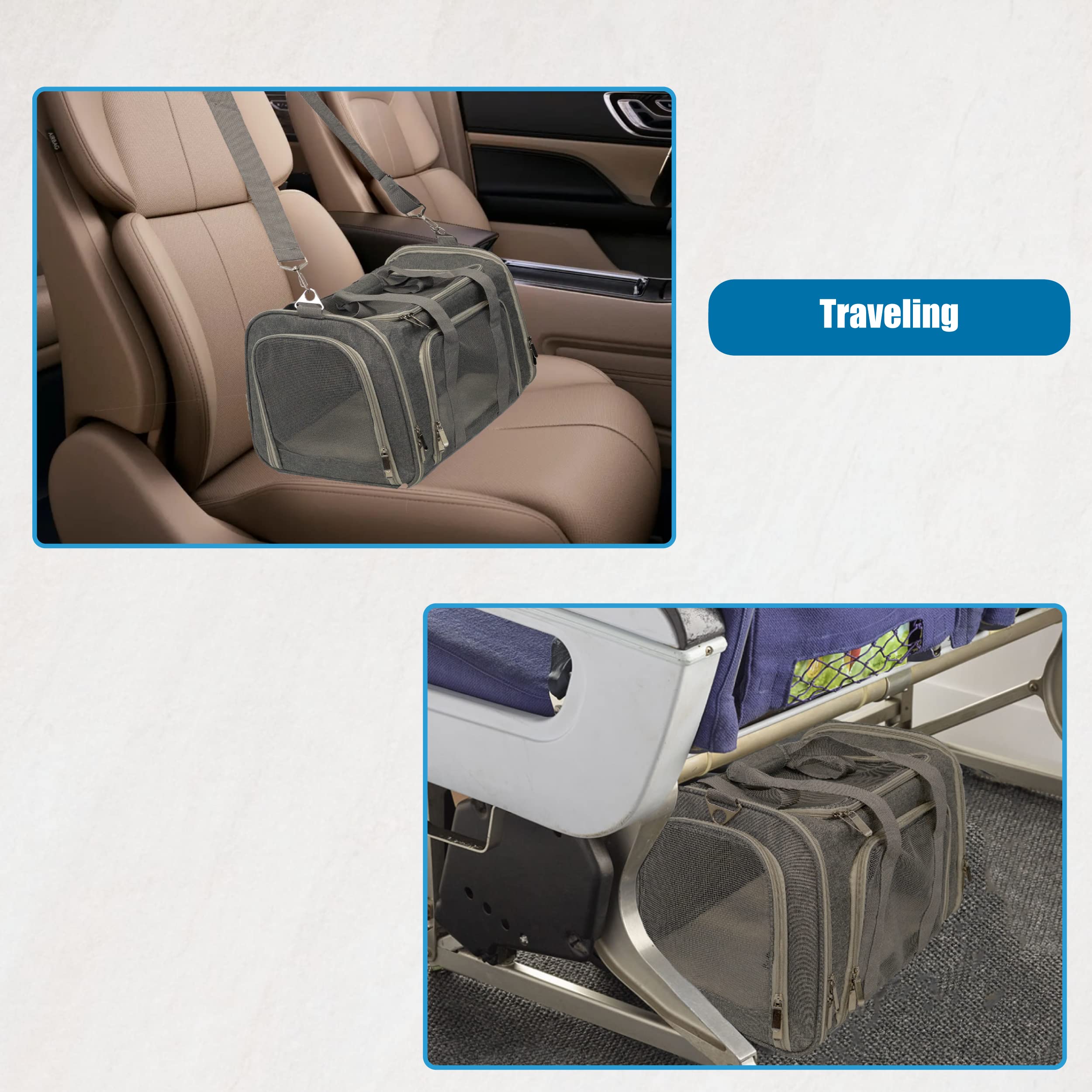 Lioneon Transportador para mascotas, perros, gatos y cachorros para perros pequeños, medianos y grandes, 15 libras, tamaño grande, plegable, con lados suaves, con alfombrilla acogedora extraíble y