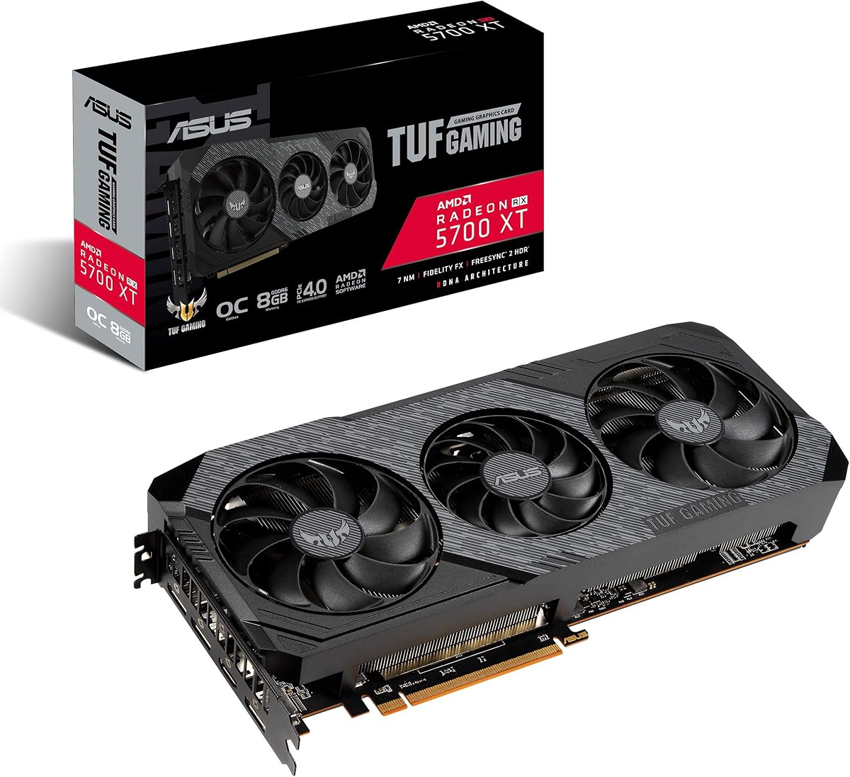 ASUS TUF Gaming 3 AMD Radeon RX 5700XT OC Edition Gaming Graphics Card (PCIe 4.0, 8GB, GDDR6, HDMI, DisplayPort, Axial-tech Fan Design,Auto-Extreme) (TUF-3-RX5700XT-O8G-EVO-GAMING) (Renewed)