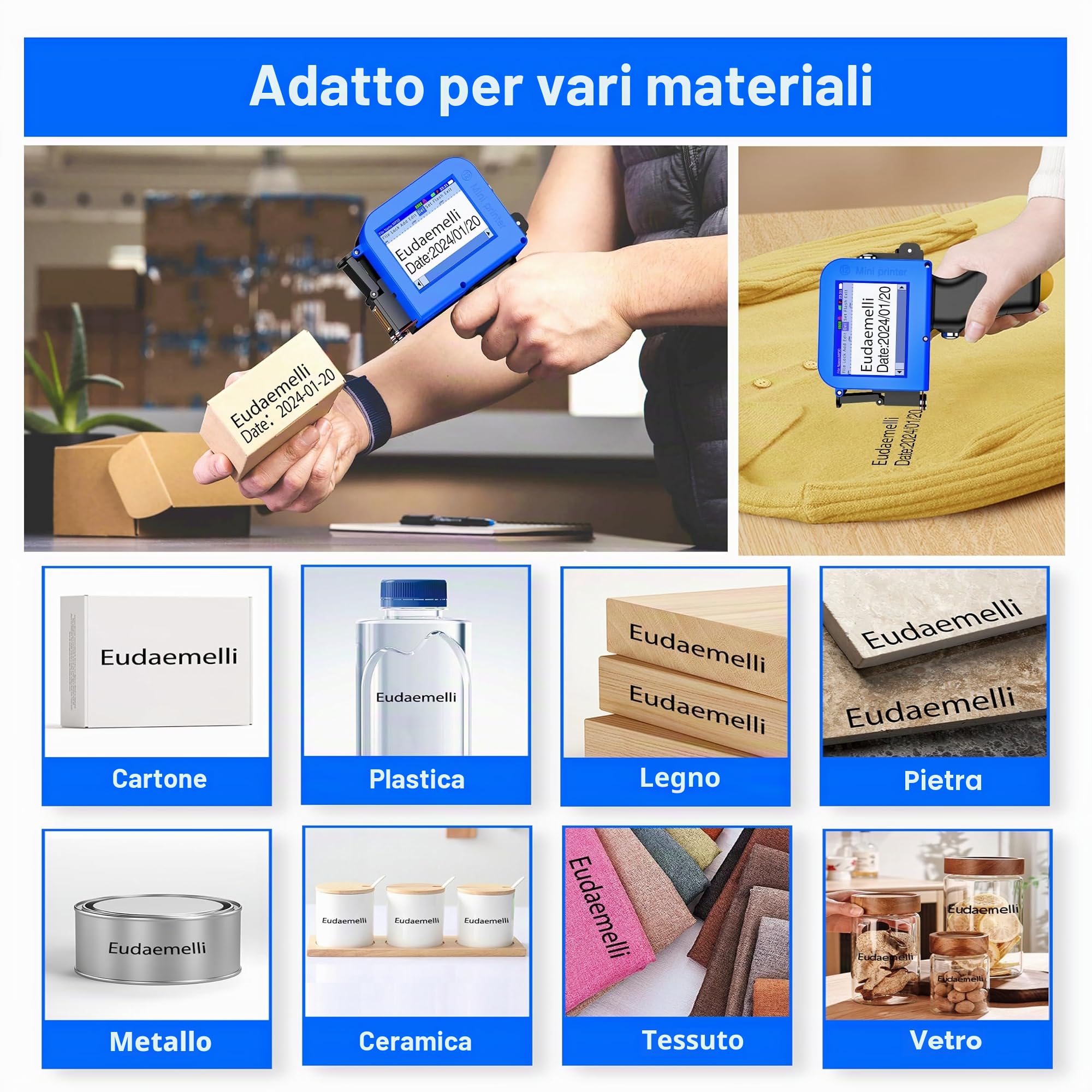 MINI127 Stampante Palmare Portatile,Stampante a Getto D'inchiostro Pollici per Logo/Immagine/Data di Produzione/Numeri/Lotto/Codice QR/Codice a Barre(Altezza di stampa 2-12,7 mm)