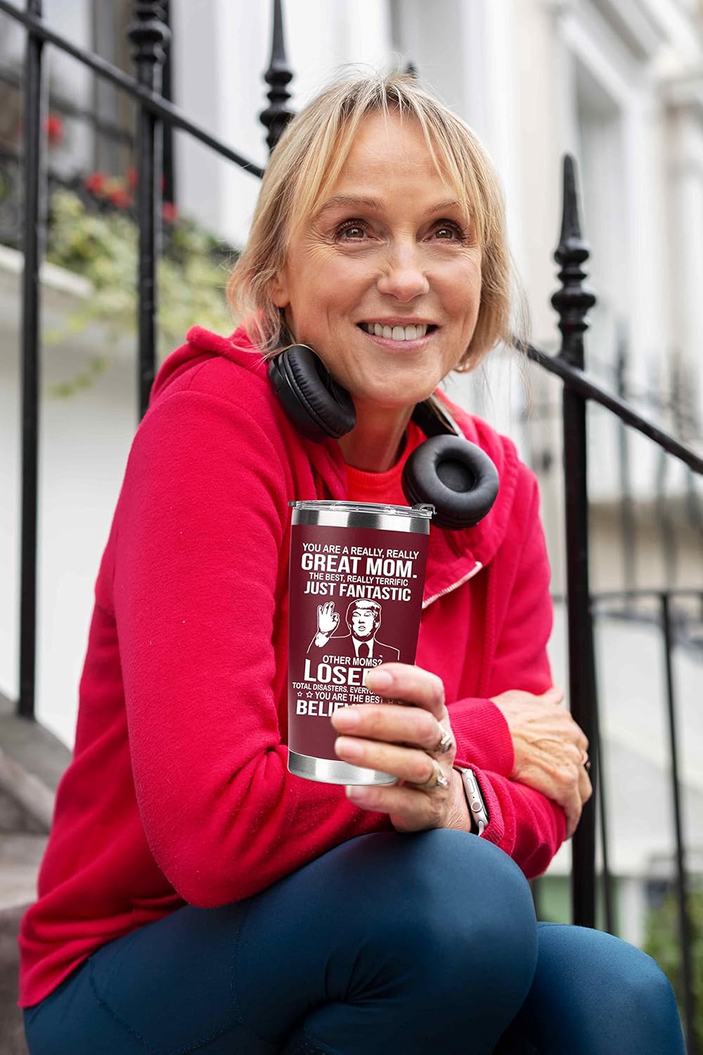 Mothers Day Gifts for Mom from Daughter, Son, Kids - Great Mom Coffee Tumbler on Birthday, Christmas, Durable Stainless Steel, Insulated for Hot or Cold Drinks, Ideal Gift for Mothers 20oz, Red - Image 5