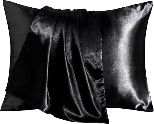 BEDSUM Paquete de 2 fundas de almohada de satén de seda para niños pequeños, fundas de almohada sedosas de lujo con cierre de sobre para bebés niños