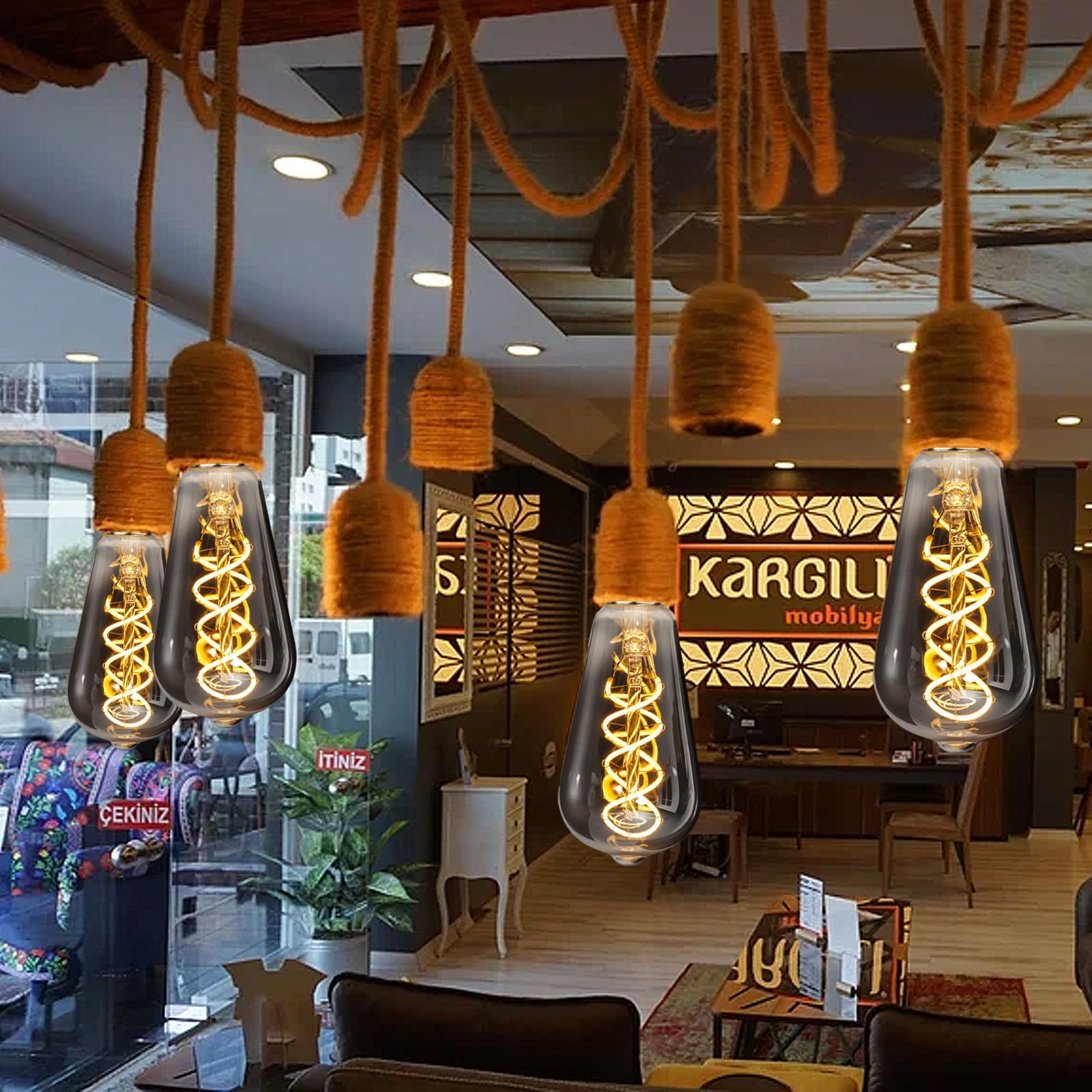 6 Pezzi Lampadine LED E27 Edison, 6W 2700K Lampadina Vintage Dimmerabile ST64 Retro Lampada LED Bianco Caldo per Casa, Bar, Sbarra, Illuminazione Retrò [Classe di efficienza energetica A]