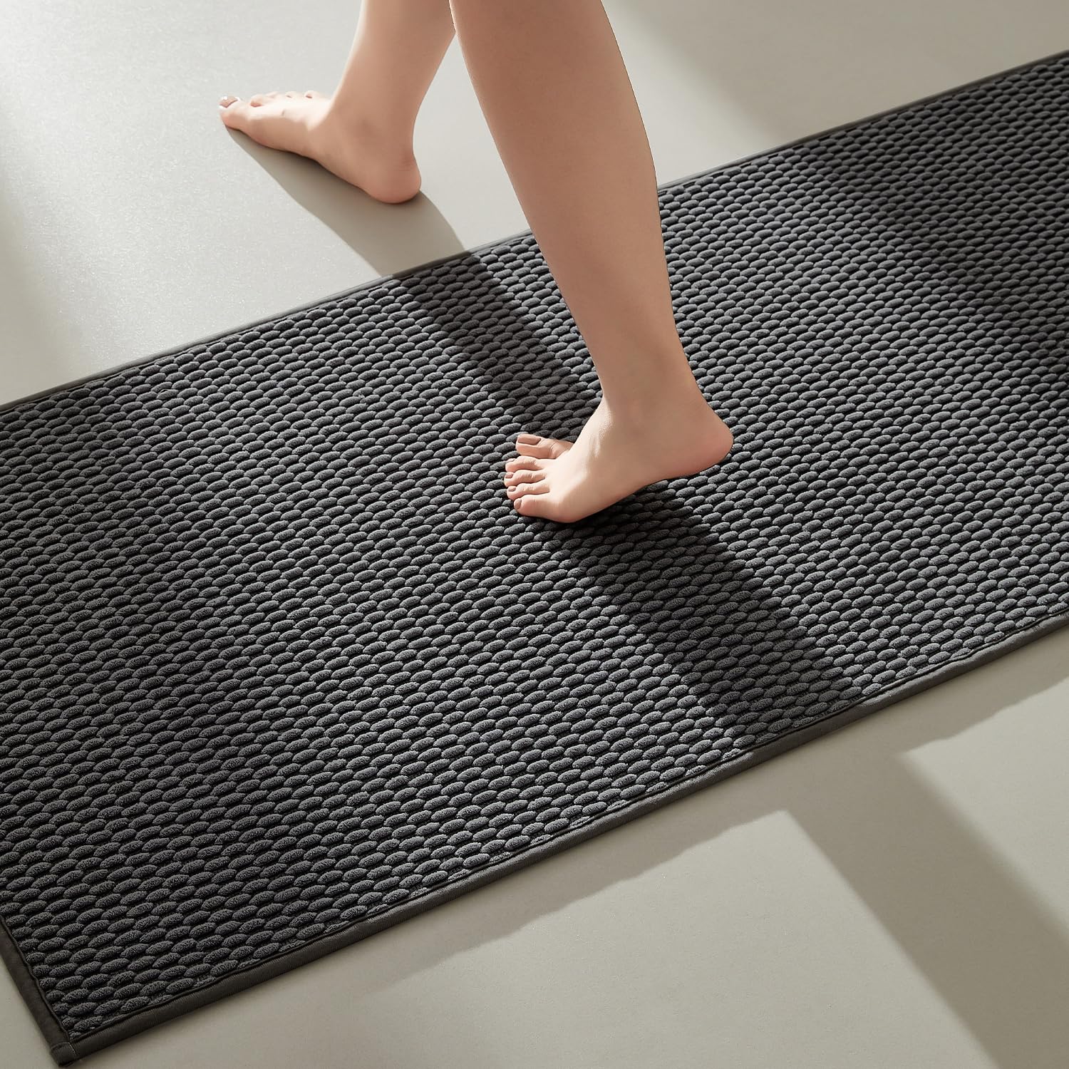 Dark Grey Bathroom Runner Rug 24"x70" Non-Slip