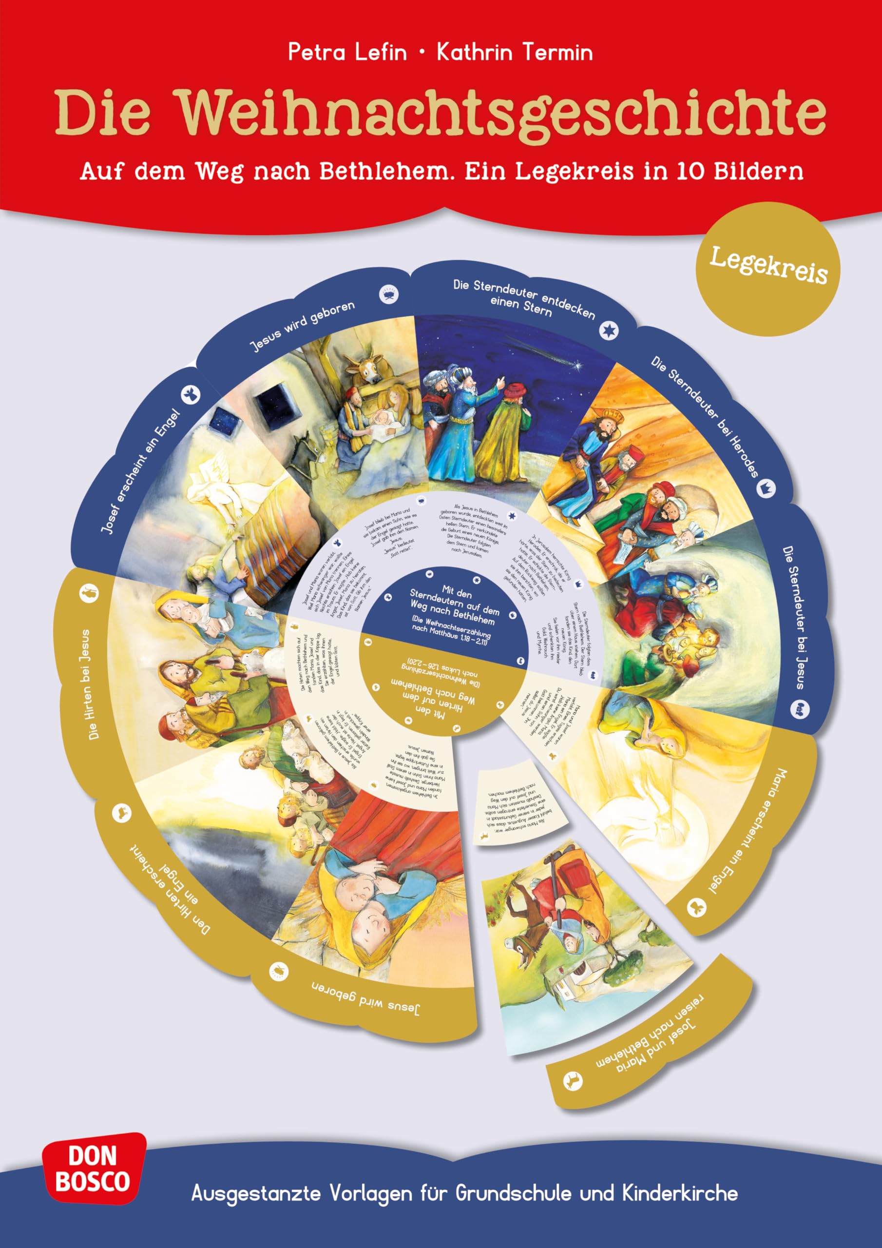 Die Weihnachtsgeschichte – Legekreis in 10 Bildern“, Ausgestanzte Vorlagen für Grundschule und Kinderkirche