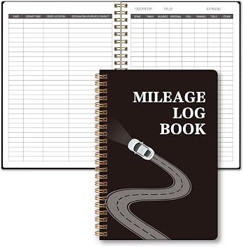 Auto Mileage Log Book for Car, Vehicle Maintenance, 5.9"x8.6"