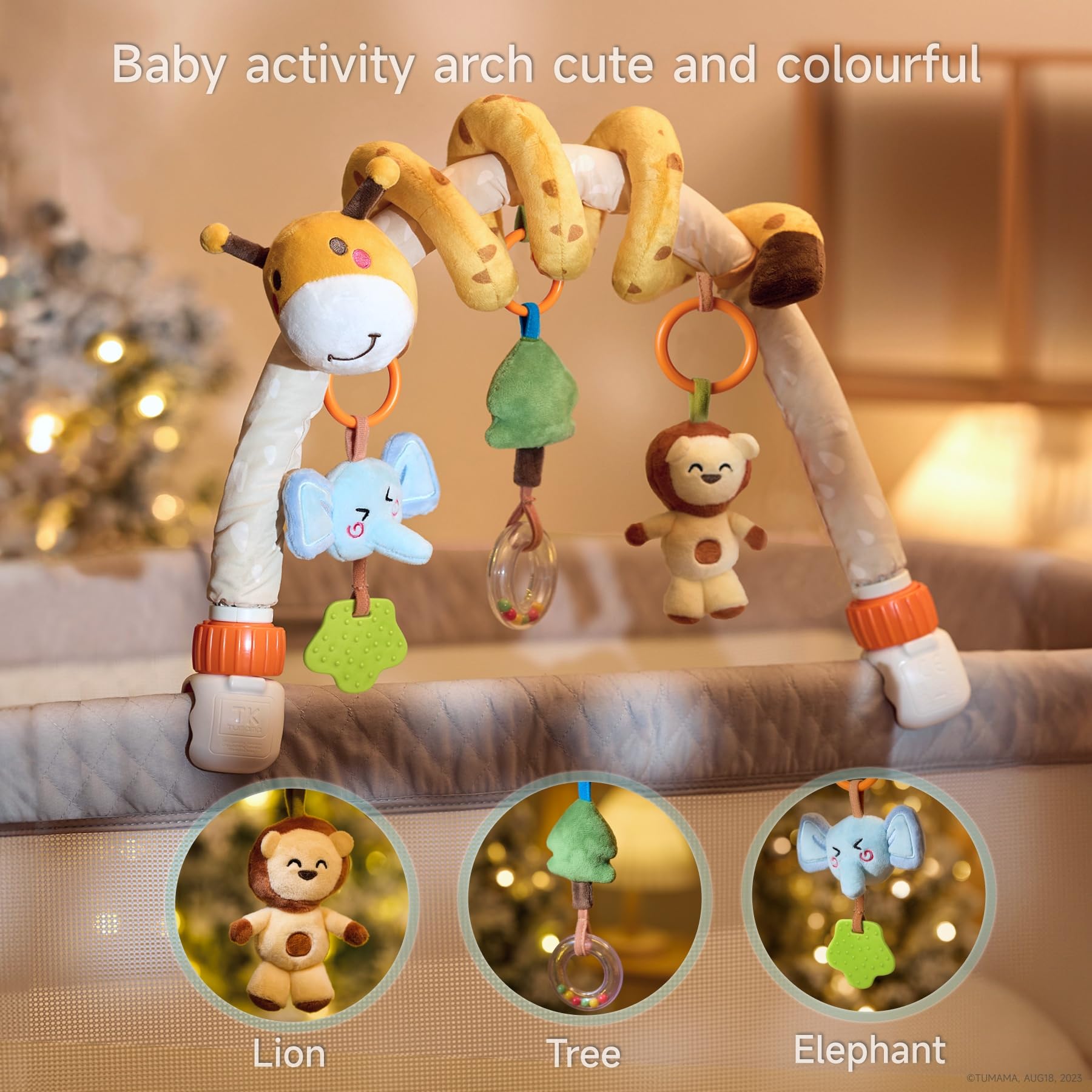 TUMAMA 2-In-1 Giochi Spirale Passeggino e Arco Viaggio Per Neonato 0 3 6 9 Mesi, Peluche Serpente Passeggino Giocattolo Gioco Per Neonati Bambina Ragazzo, Auto Carrozzina Attività Con Sonaglio Teether