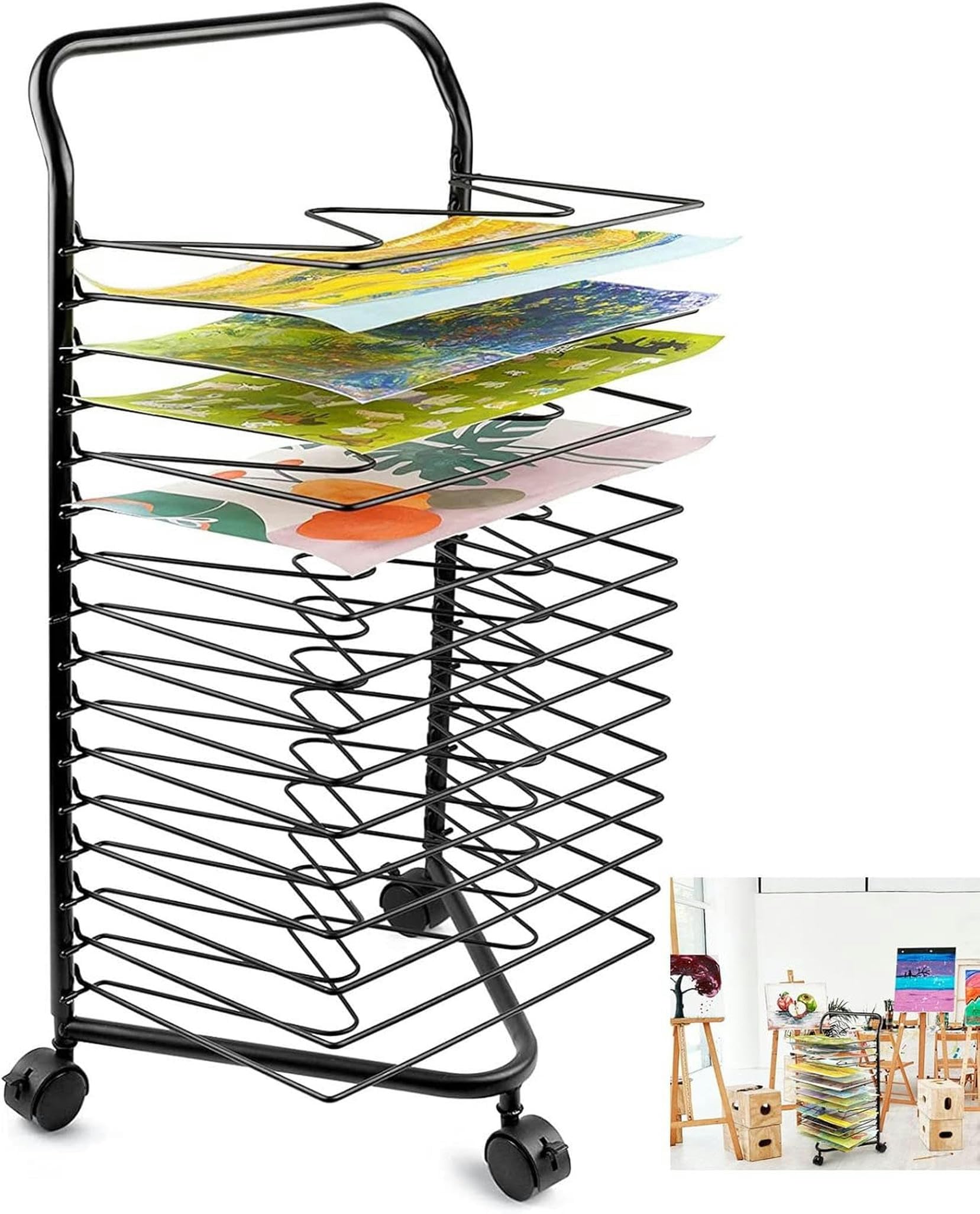 Égouttoir d'art à 16 couches mobiles pour sécher les peintures et dessins en classe