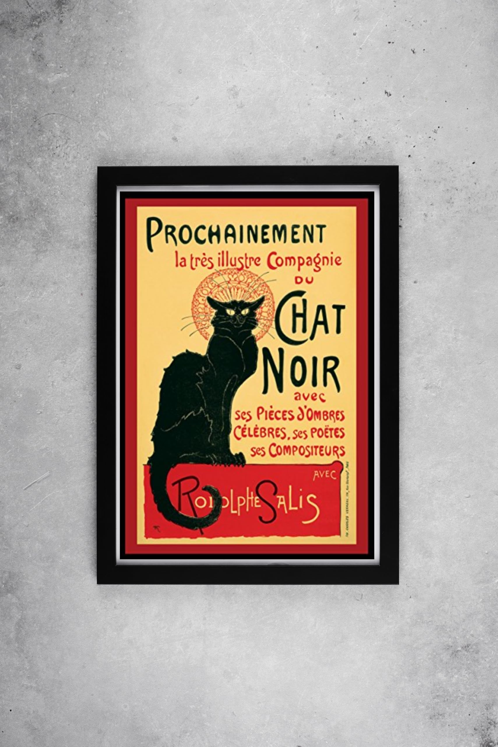 Poster vintage Le Chat Noir cadre A4 sublime le mur de votre bureau ou salon