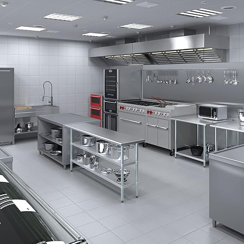 Vista 86 de Mesa de trabajo de acero inoxidable AmGood