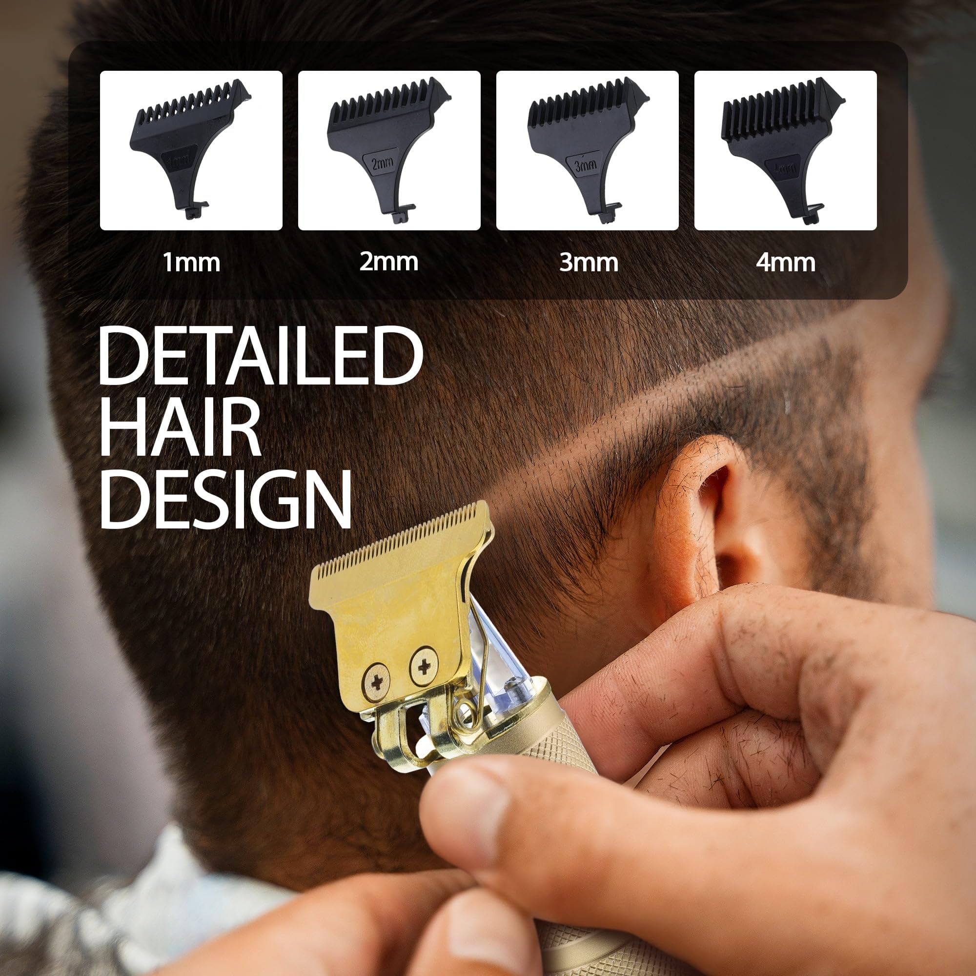 P L-RA Rechargeable Men's Zero Gap T-Blade Trimmer - 4 Guide Combs: with Lengths Ranging from 1 to 4 Mm, You Can Easily Customize Your Trim to Suit Different Hair Lengths and Styles