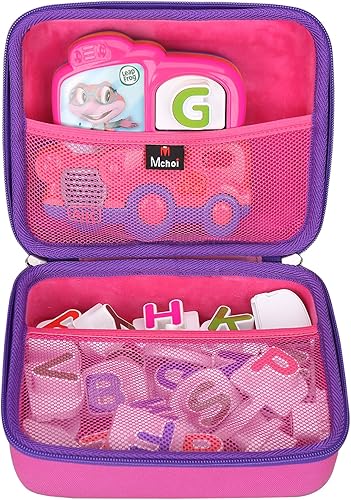 Mchoi Funda de transporte a prueba de golpes compatible con el juego de letras magnéticas Leapfrog Fridge Phonics, rosa, solo funda