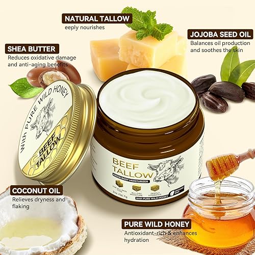Miniatura 5 de Sarga de ternera para la piel, crema hidratante facial orgánica para nutrición profunda, fórmula de sarga de carne alimentada con pasto natural,