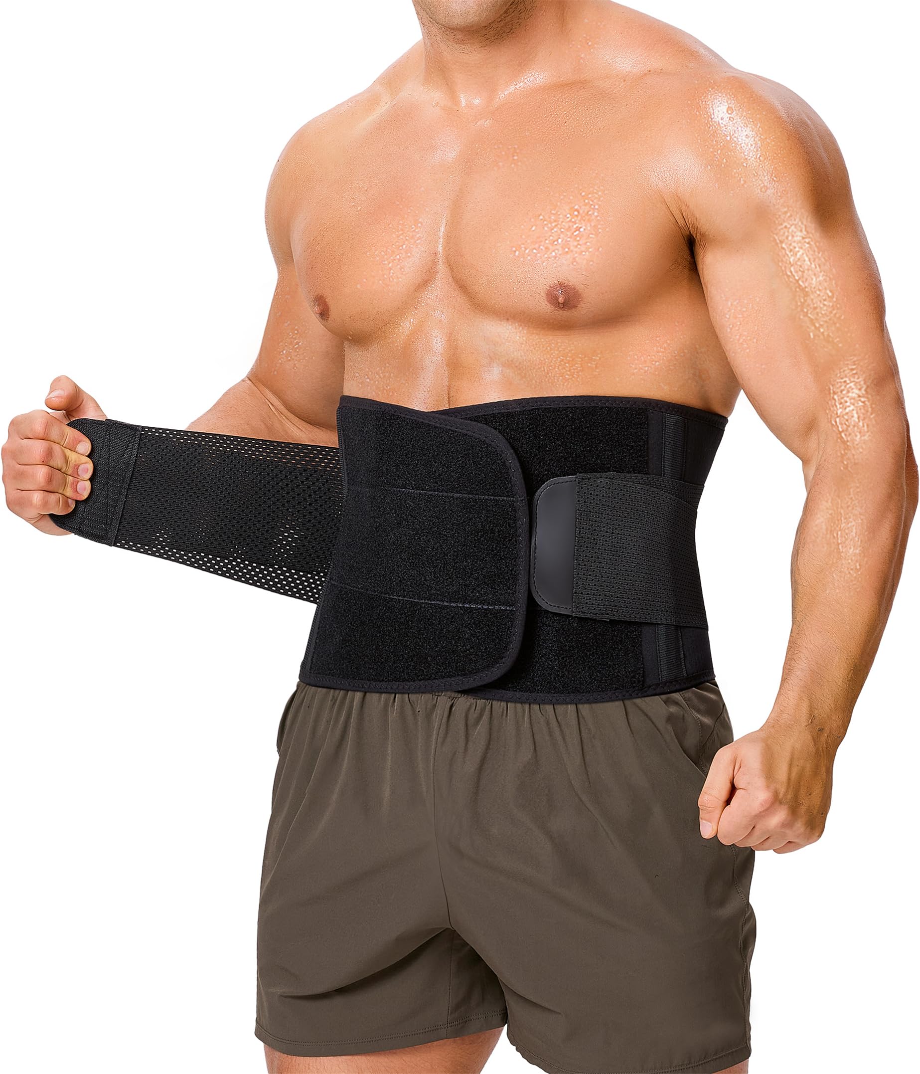 TAILONG Men Waist Trainer Belt Workout for Body Weight Loss Fitness Fat Burner Trimmer Band Back Support