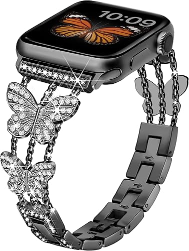 Apple Watch - Correa de metal compatible con Apple Watch Series 9, 8, SE, 7, 6, 5, 4, 3, 2, Ultra 2, correas para iWatch para mujer, correas de