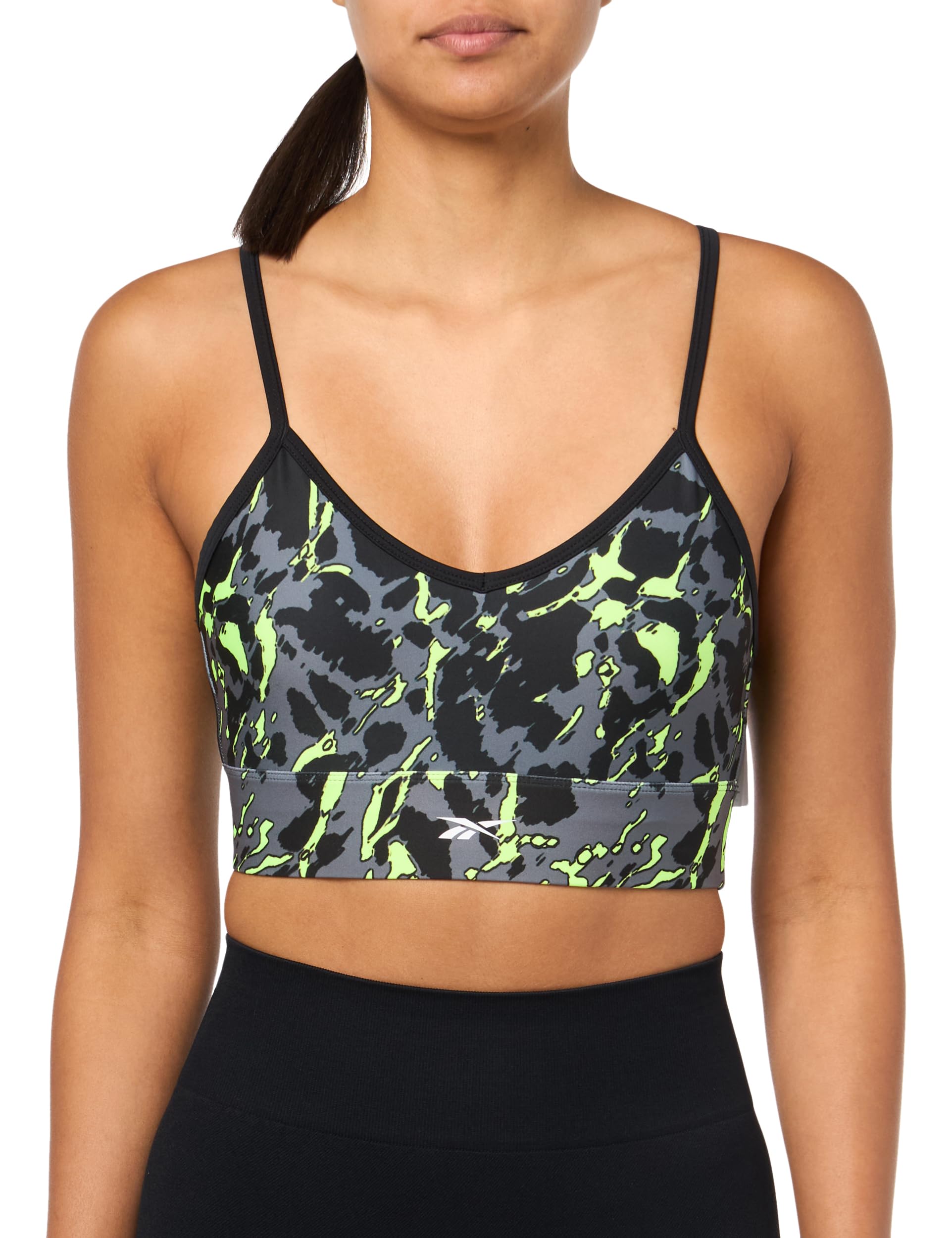 Reebok Women's Id Train All-Over-Print Bra Black