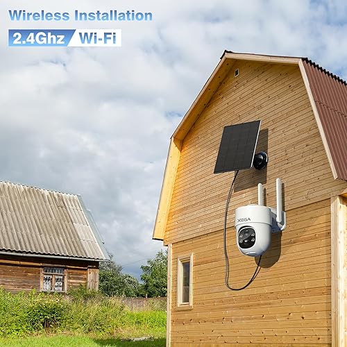 Miniatura 4 de Xega Cámara de seguridad solar inalámbrica al aire libre, PTZ 2.4Ghz WiFi Cámara de seguridad para el hogar con foco, detección de movimiento,
