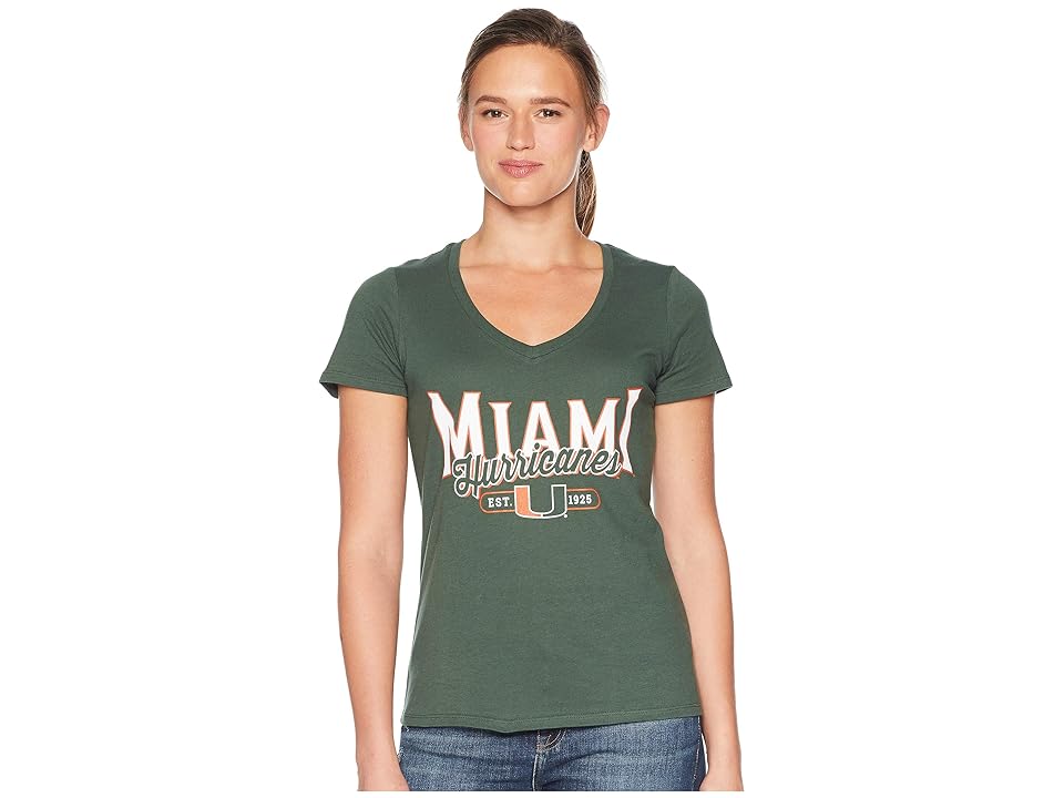 

Champion College Miami Hurricanes University V-Neck Tee (Dark Green) Girl's T Shirt