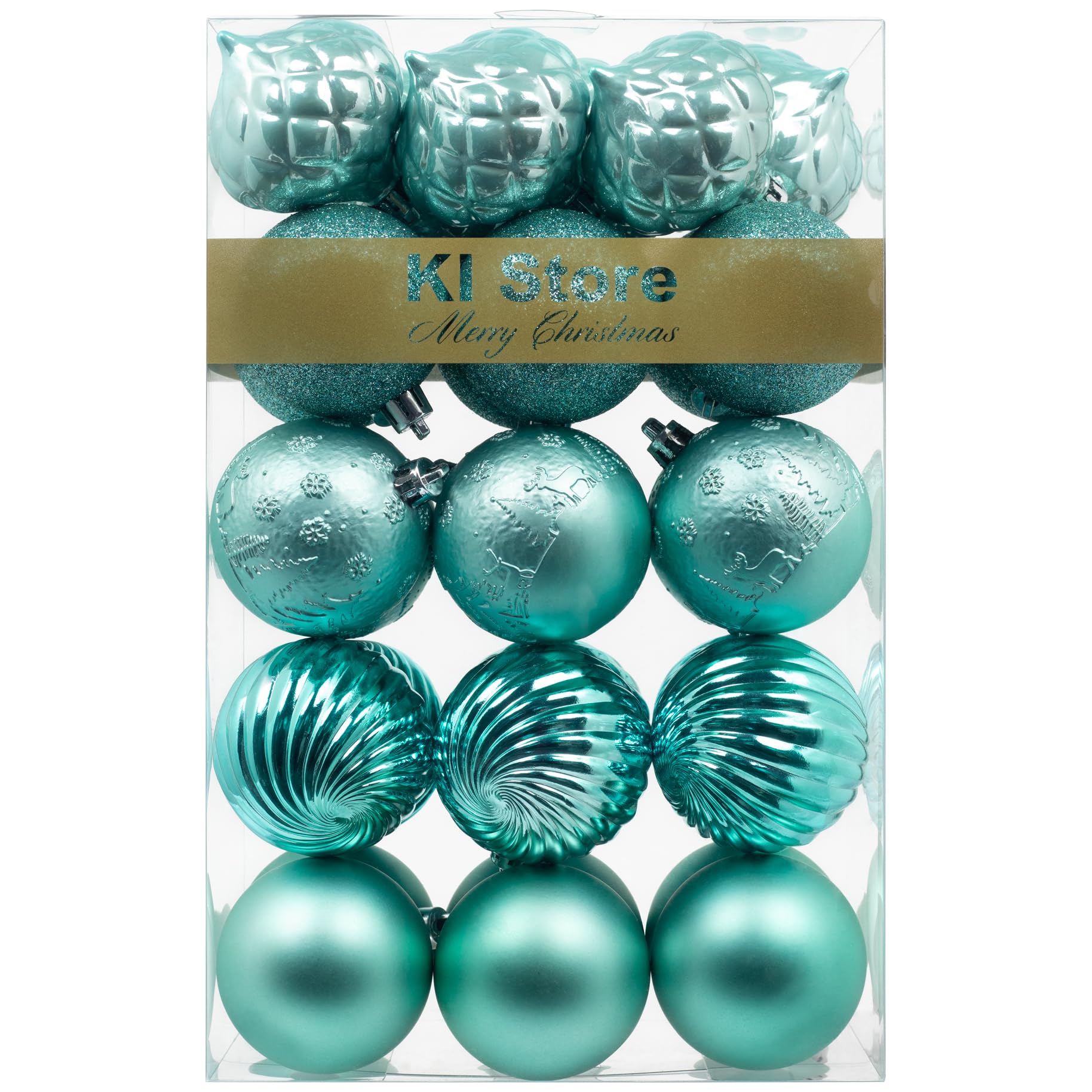 Sea Team 46-Pack Christmas Ball Ornaments With Strings, 30mm/1.18" Mini Size Baubles, Shatterproof Plastic Christmas Bulbs, Hanging Decorations For Xmas Tree, Holiday, Wedding, Party, Mint