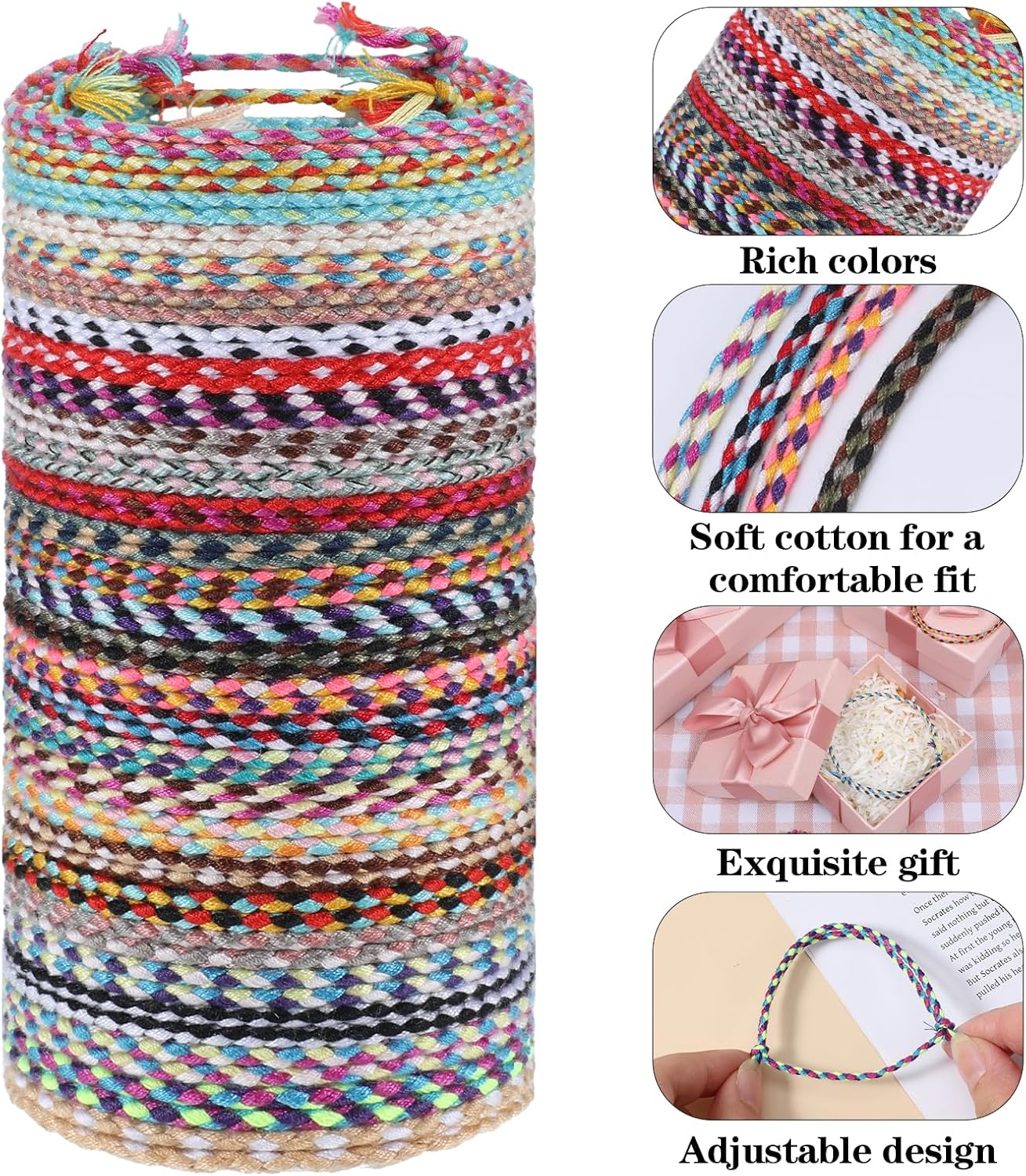 Woven Wrap Friendship Bracelets for Women, 30Pcs Colorful Adjustable String Bracelet Handmade Braided Friendship Ankle Bracelets for Women Men Party Favors Matching Accessory - Image 3