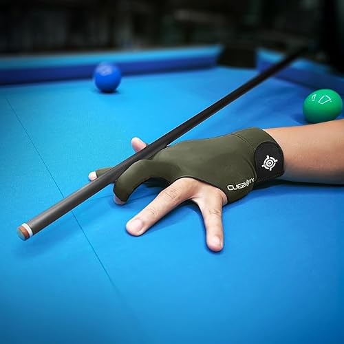 Miniatura 4 de Guantes de piscina para mano izquierda, guantes de billar de 3 dedos, control de taco de baja fricción, malla transpirable y ajuste ajustable,