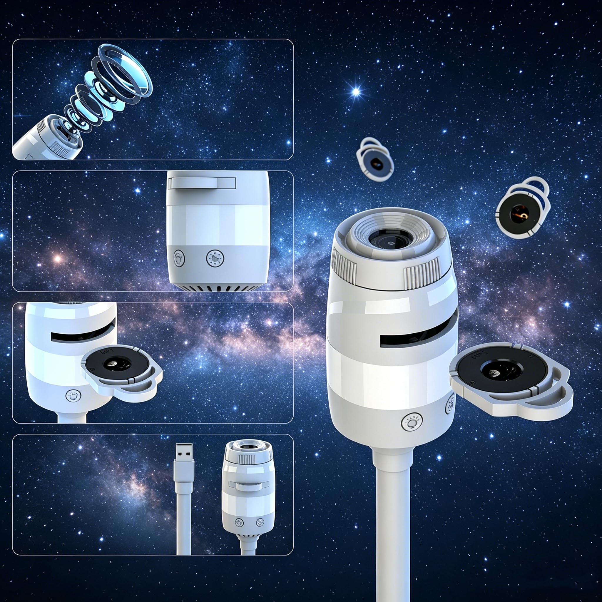 Veilleuse projecteur galaxie 2 en 1 USB portable Galaxy Star Veilleuse (13 films de projection)