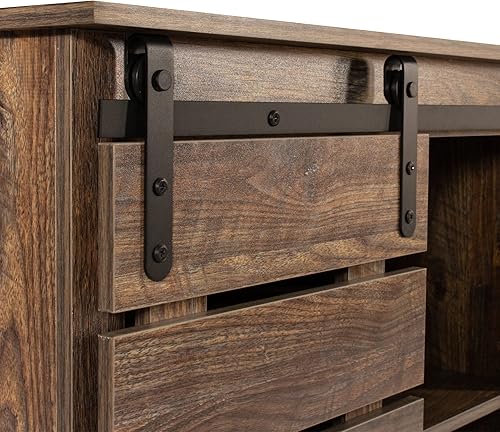 Miniatura 5 de LOXUCVE Armario de barra de gabinete aparador de 31.89 pulgadas con puerta corrediza de granero y estantes de almacenamiento para pasillo, entrada,