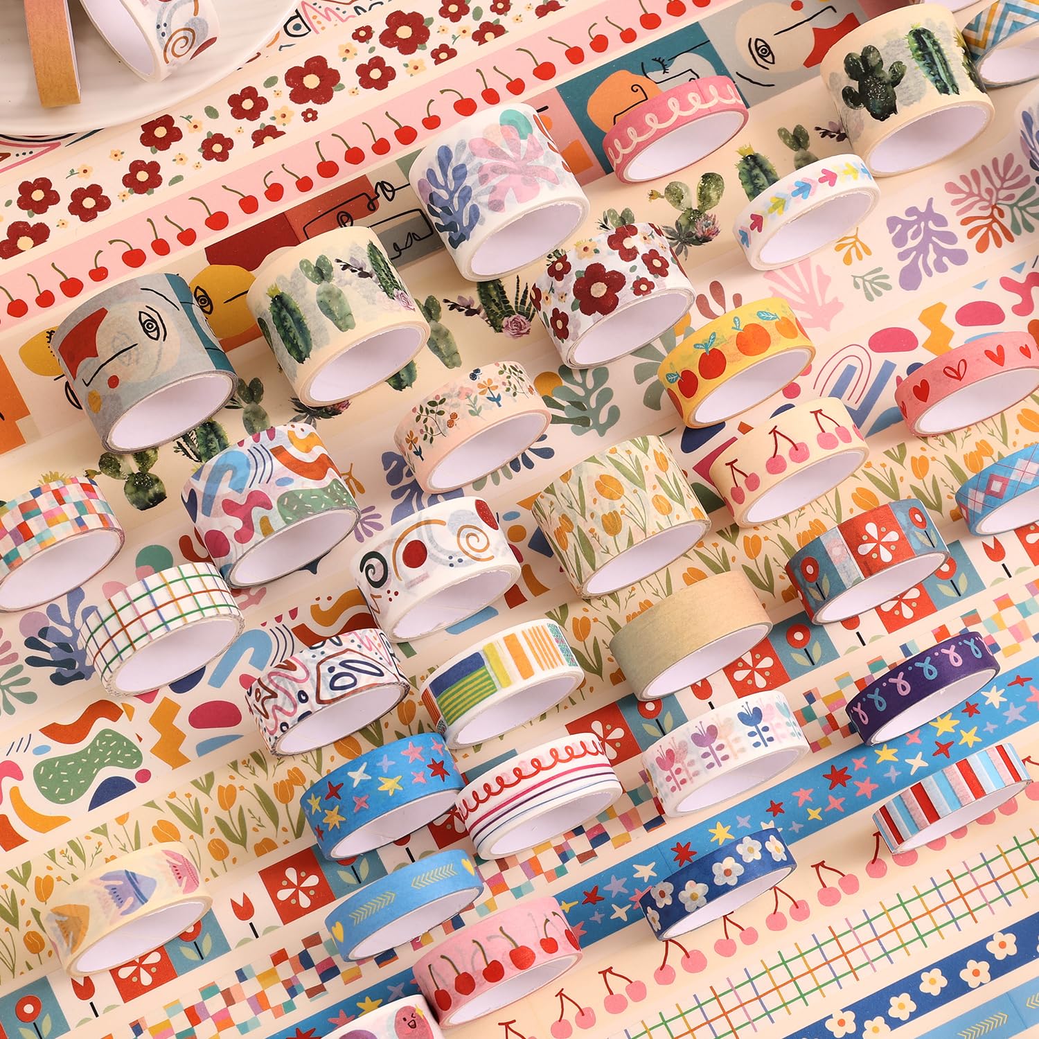 Washi Tape Set - 35 Rolls Floral & Cute Designs -6