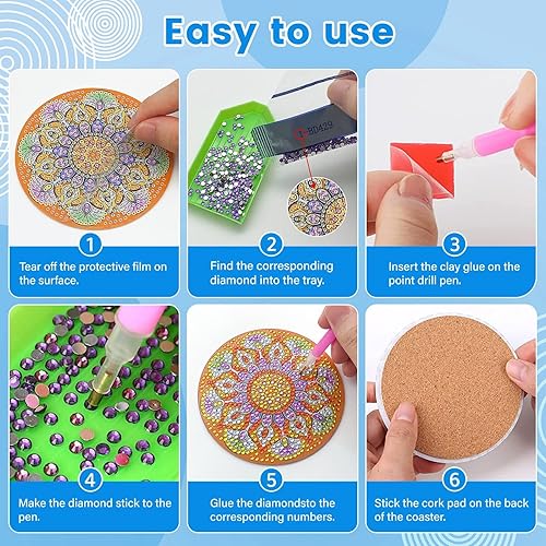 Miniatura 3 de FILASLFT Taladro completo de arte de diamantes de puntada de bricolaje, kits de pintura de diamantes de puntada para adultos, pintura de diamantes