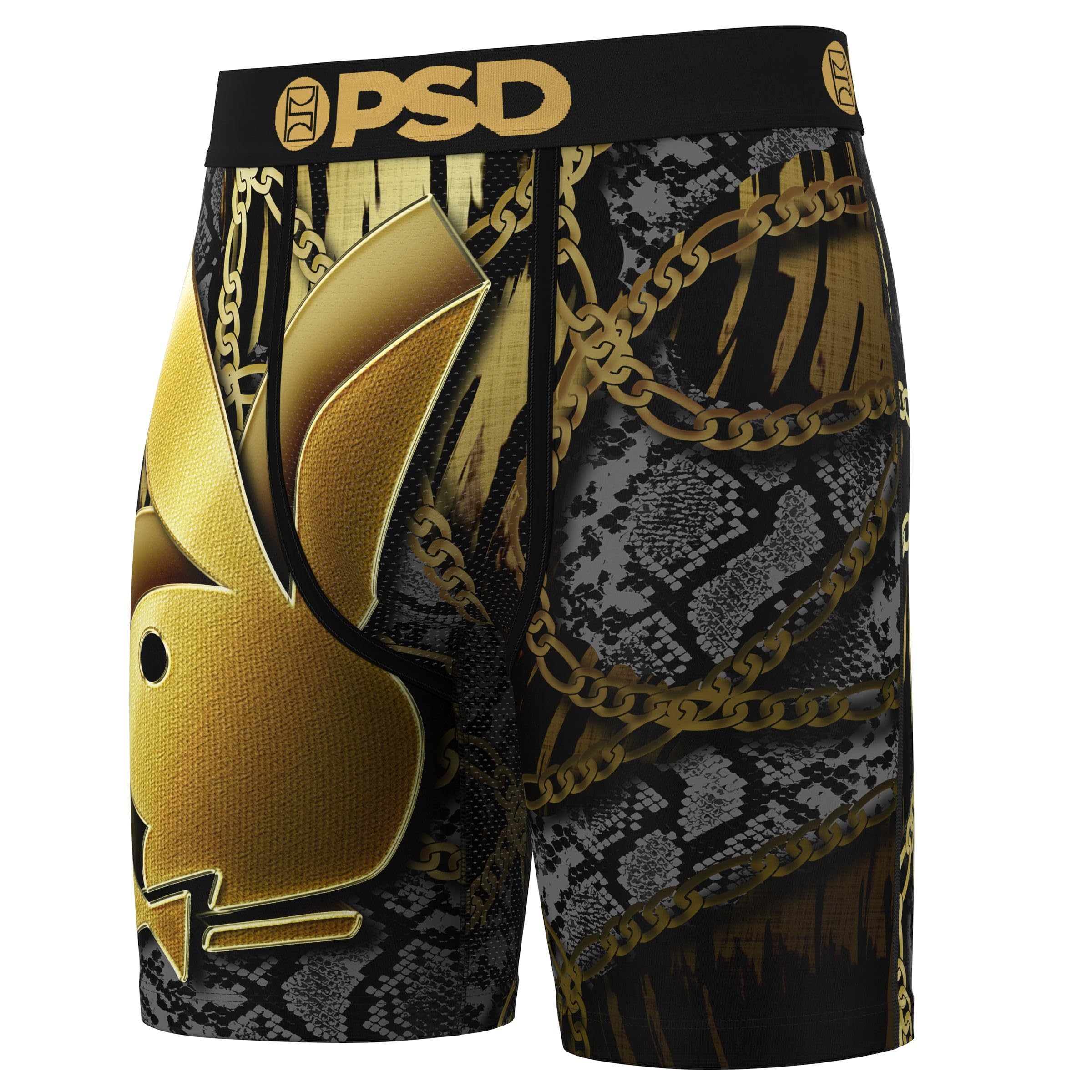 PSD Men's Playboy Boxer Briefs - Breathable and Supportive Men's Underwear with Moisture-Wicking Fabric, Pb Links, L