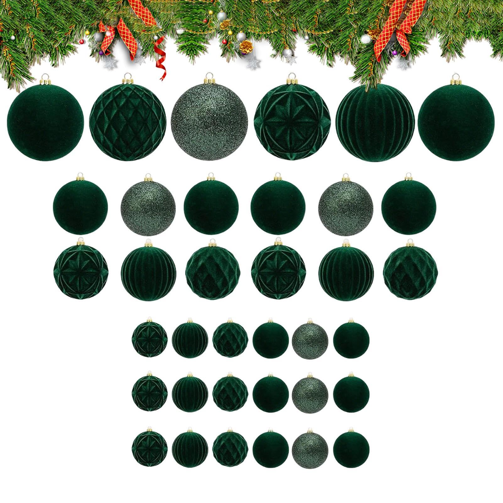 Boules de Noël en velours floqué chic pour un sapin raffiné lot de 36