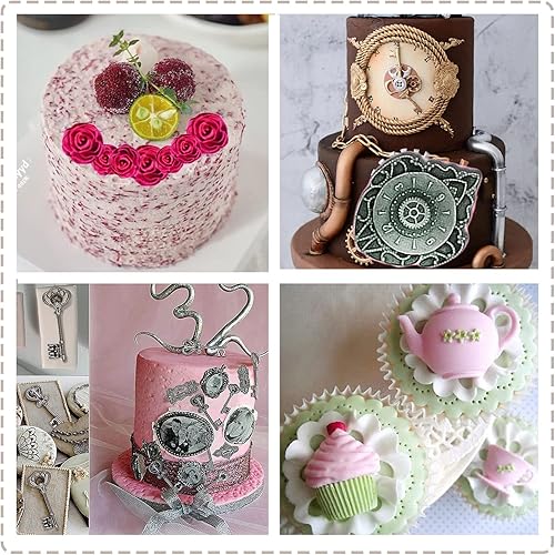 Miniatura 6 de ZiXiang Molde de silicona para fiesta de té, taza de té, tetera, fondant, llave de reloj, rosa, flor, silicona, para decoración de cupcakes,