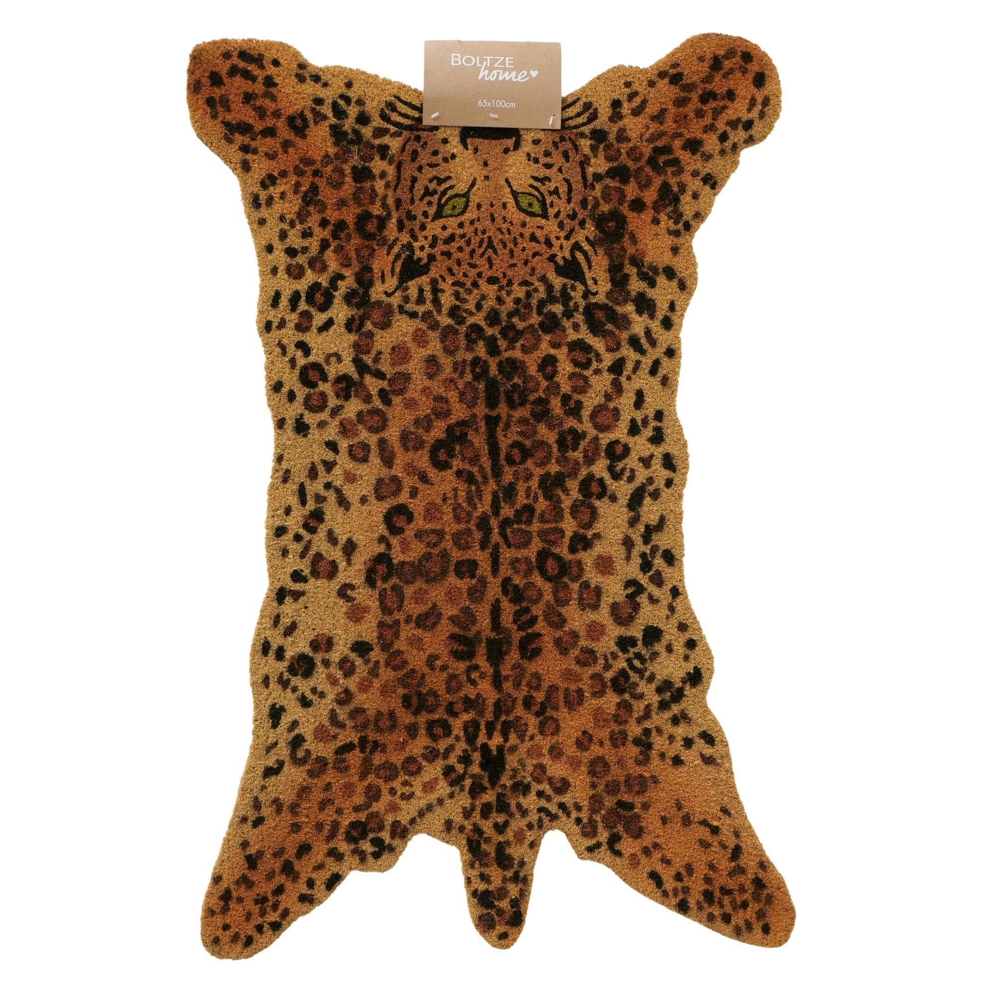 BOLTZE Roar 2061315 Paillasson en PVC et Coco Marron L x l x H : 100 x 65 x 1,5 cm en Forme de léopard Antidérapant