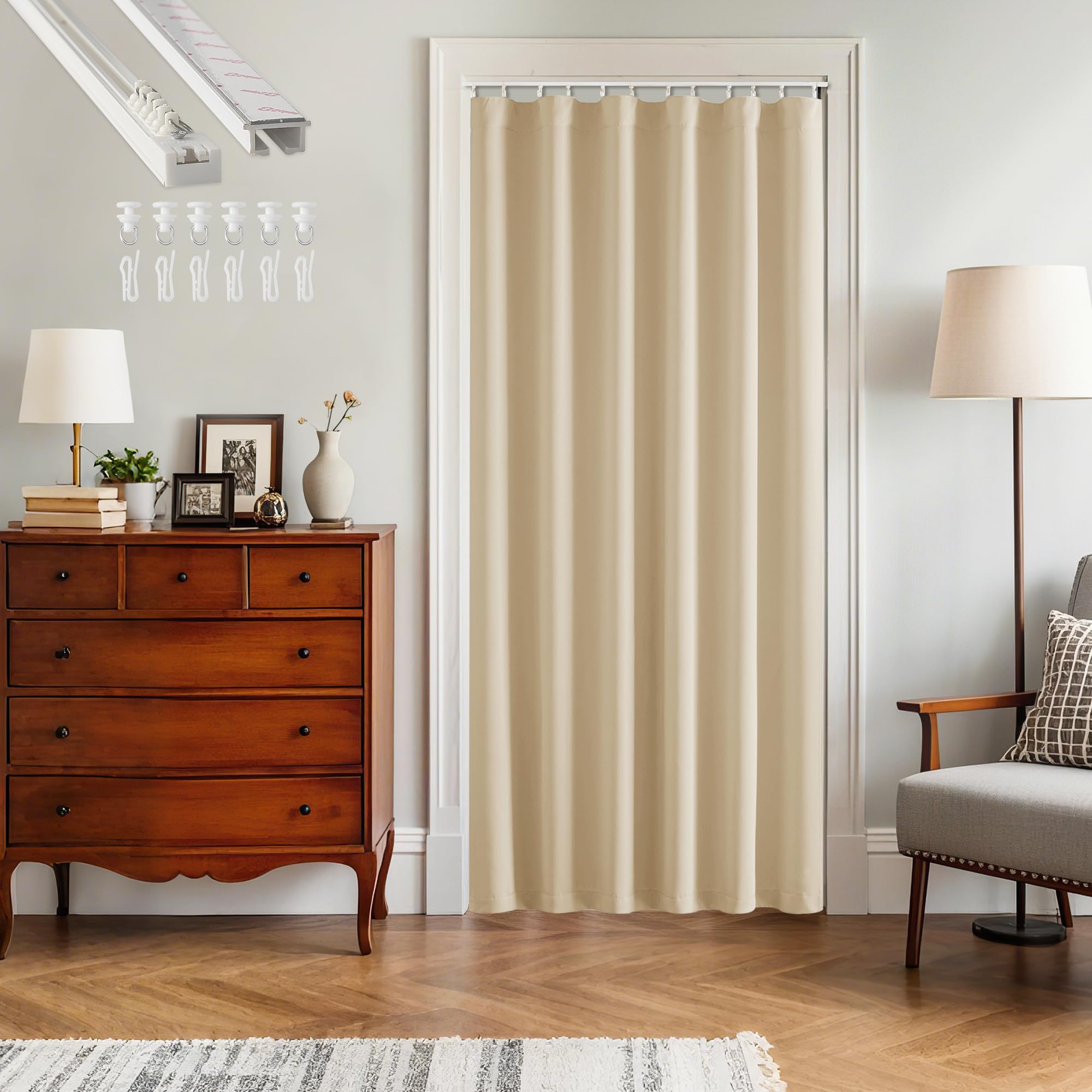 RYB HOME Doorway Curtain with Straight Ceiling Track, Privacy&amp;Blackout