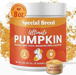 Ultimate Pumpkin for Dogs (8 oz) - with Organic Pumpkin, Apple, Sweet Potato, Miscanthus Grass & Blueberry, Digestive Supp...