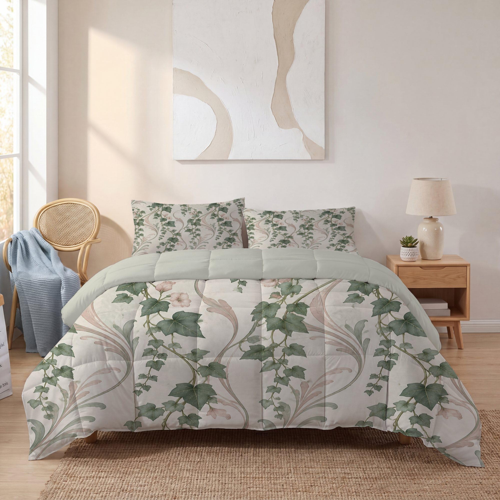 Couette 4 Saisons Pastorale, Lierre et Fleurs, 220x240（65x65x2）