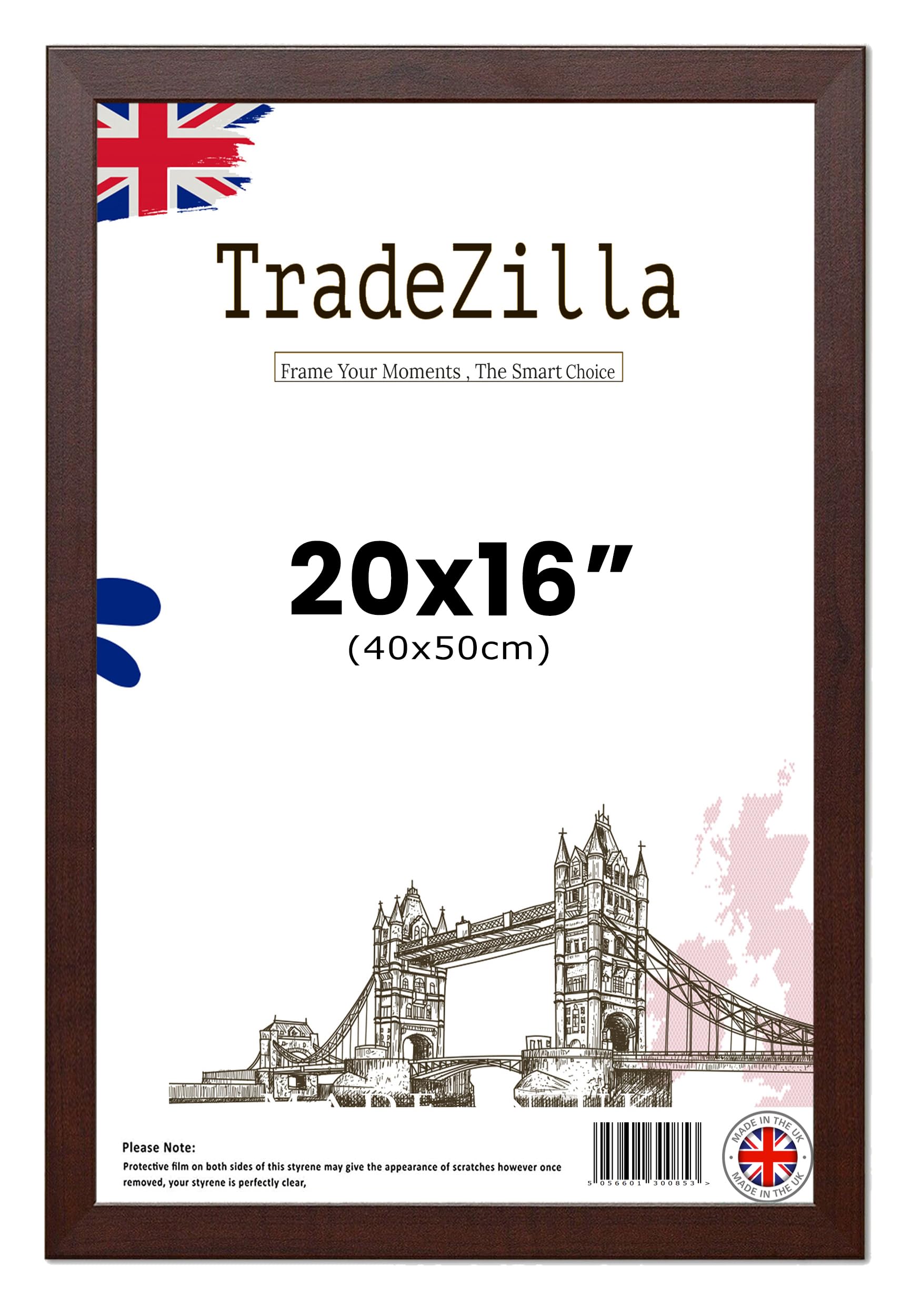 TradeZilla ® | ( 40 x 50 CM Frame 400 x 500 mm MDF Wood Frames (50 x 40 cm) - 16 x 20 Inch Photo Frames - 1' 4" x 1' 8" Suitable for Decorating [ Mahogany ]