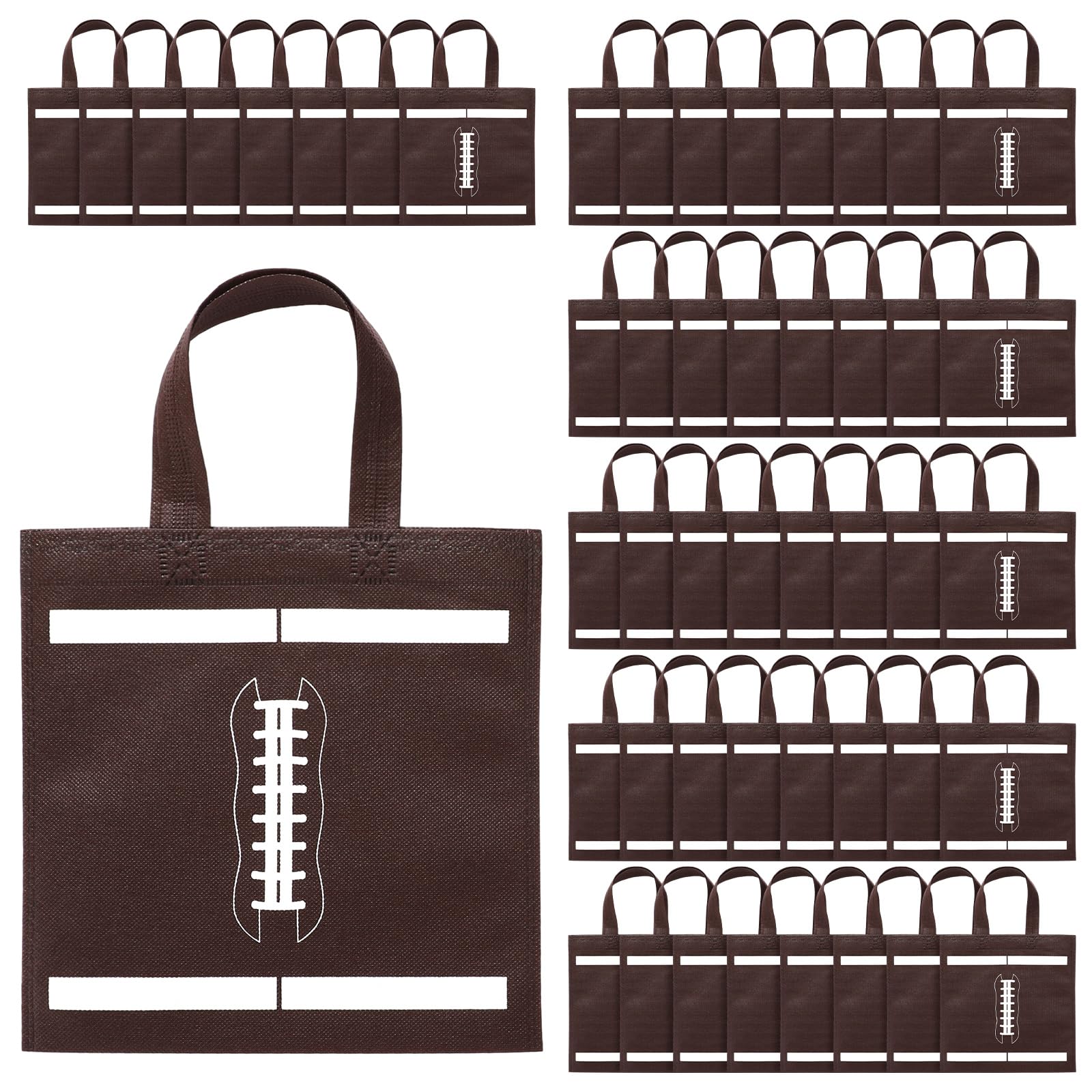 Aoriher 48 Pcs Football Party Gift Bags 9.84x9.84'' Goodie Softball Basketball Baseball Soccer Beach Ball Non Woven Sport Themed Party Candy Gift Bags