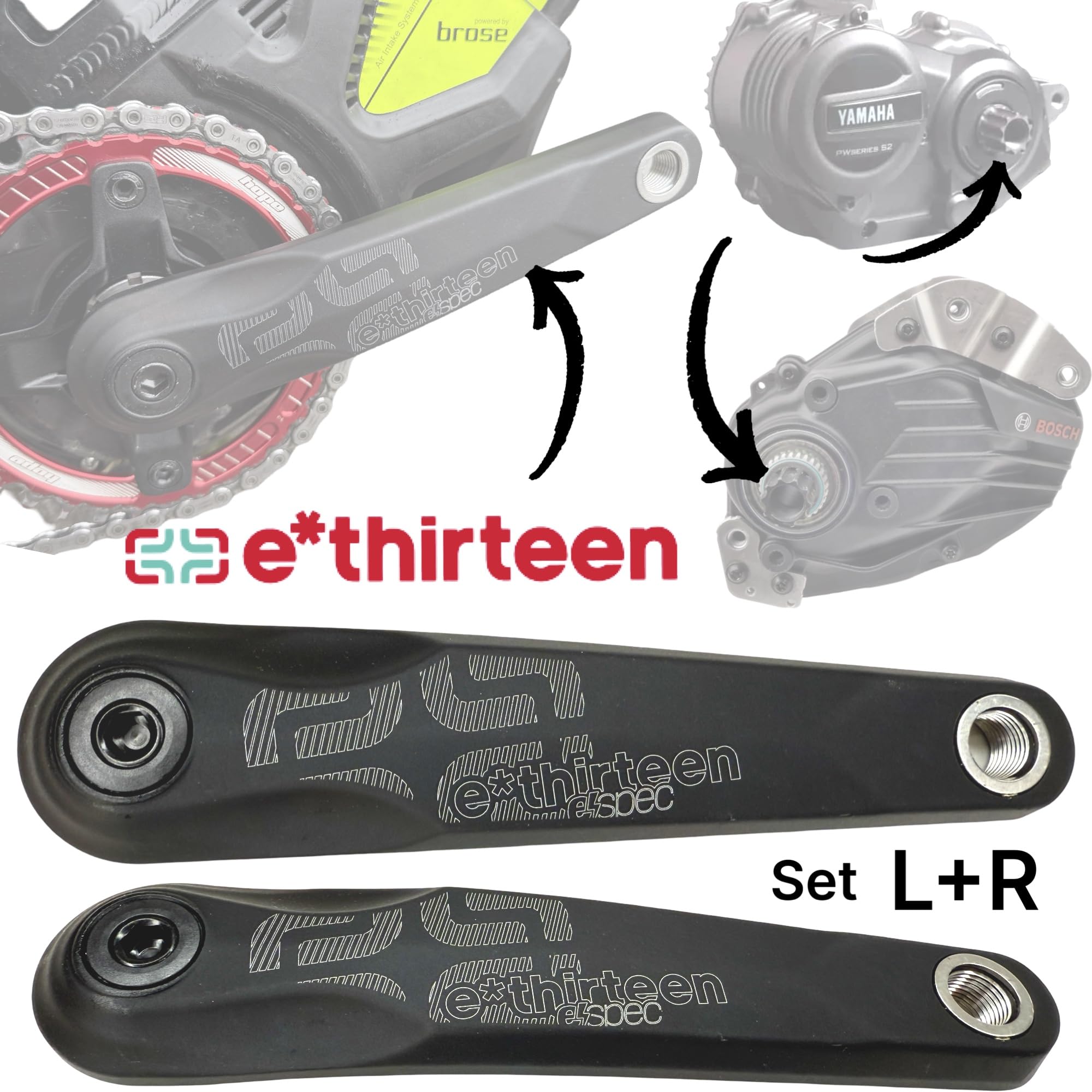 F26 MTB Ebike Ersatz ethirteen Kurbelarme 170mm Kompatiebel mit Motoren von Brose,Bosch Gen4, Gen5,px3 TQ,ZF Motoren