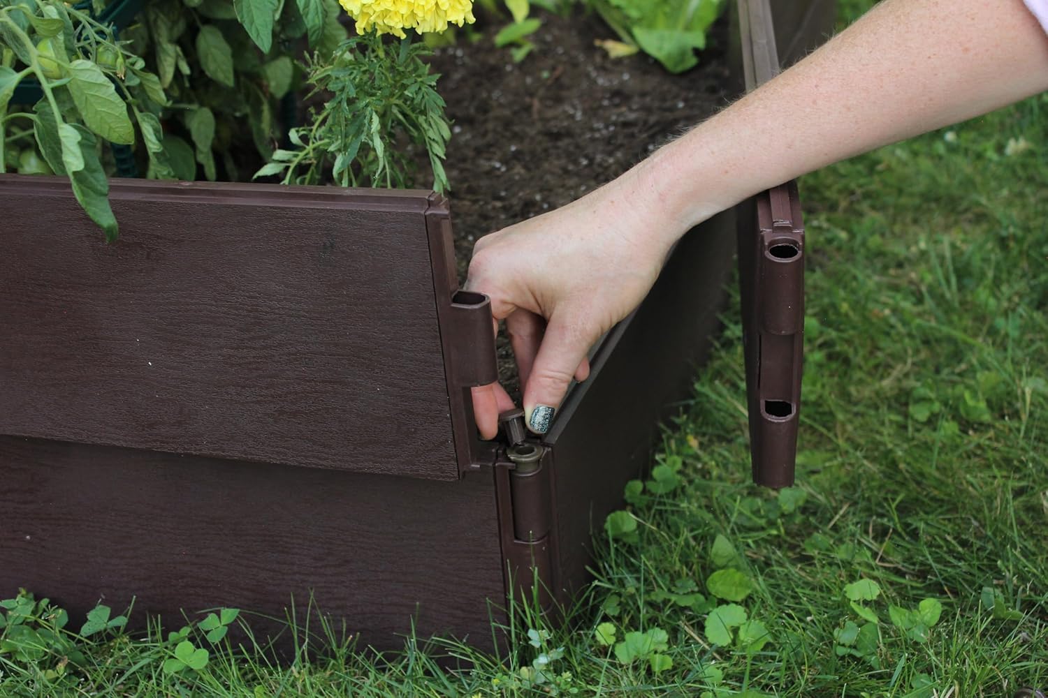 Emsco Group Raised Bed Garden Bed Boards - 4' x 4' - Brown