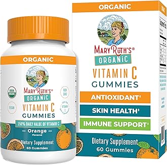 MaryRuth Organics Adult Vitamin C Gummies | USDA Organic | Vegan Chewable Vitamin C Gummies for Ages 14+ | for Immune Support & Overall Wellness | Vegan | Non-GMO | Orange Flavor | 60 Count