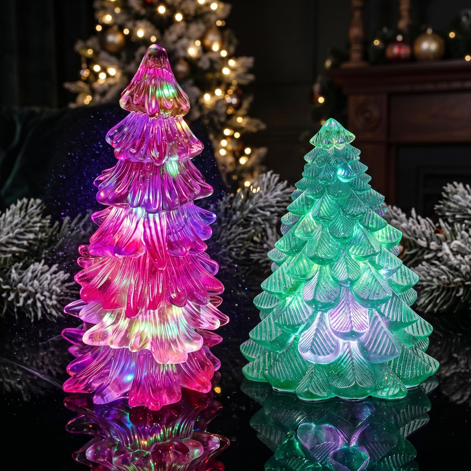 2PCS Christmas Tree Ornament Resin Mold Silicone Xmas Mold for Resin Candle