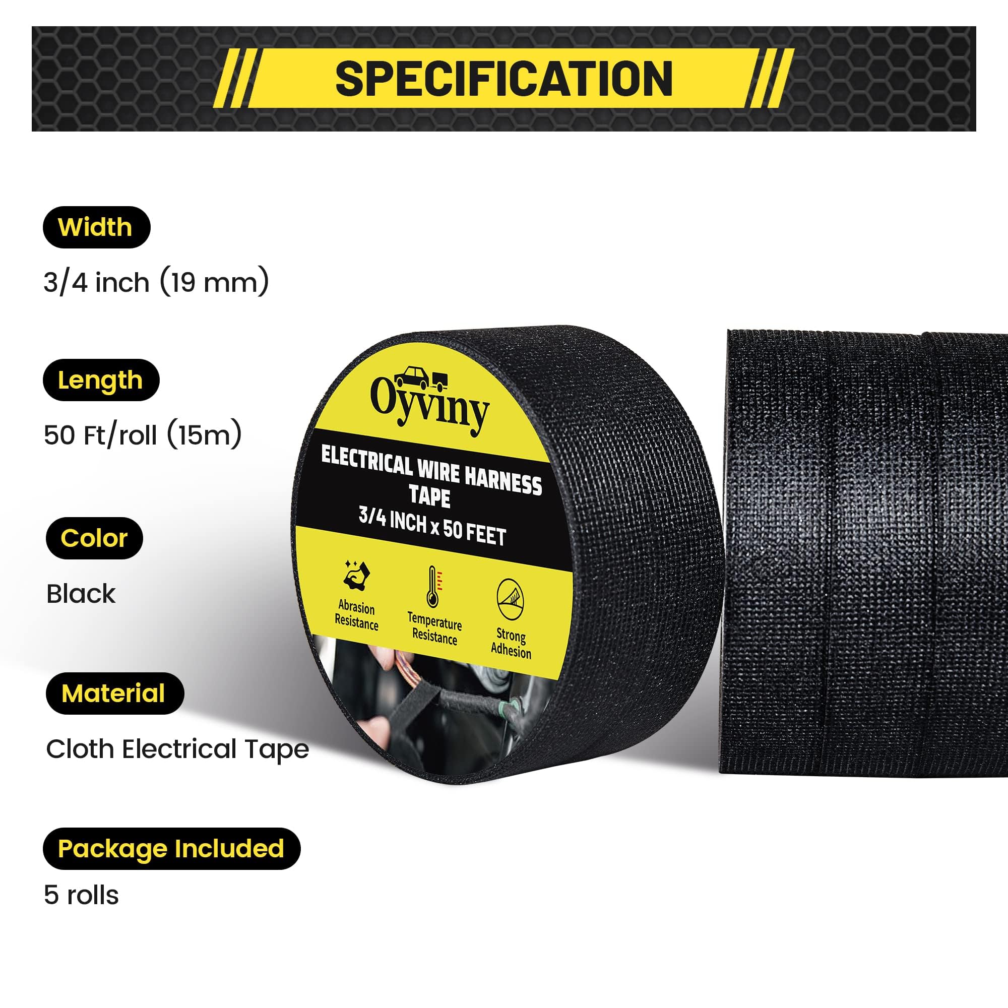 Oyviny Electrical Wire Harness Cloth Tape 1 Inch X 50 Feet Self Adhesive Wire Loom Cloth Tape For Automobile Electrical And Engine Wire Noise Dampening Wiring Harness Tape For Audio Wire Harness - View #8