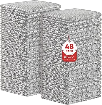 Orighty Dish Cloths for Washing Dishes, 48 Pack Metal Dish Rags, 7"x8" | Multipurpose Wire Dishwashing Rag, Non-Scratch Wire Cleaning Cloths, Powerful Dishcloth Rag Scrubber for Kitchen, Cookware