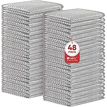 Orighty Multipurpose Wire Dishwashing Rag, 48 Pcs Non-Scratch Wire Dish Cloths for Wet and Dry, Reusable Steel Scrubber Dish Rags for Kitchen, Cookware, Stove Cleaning, 7"x8", Silver