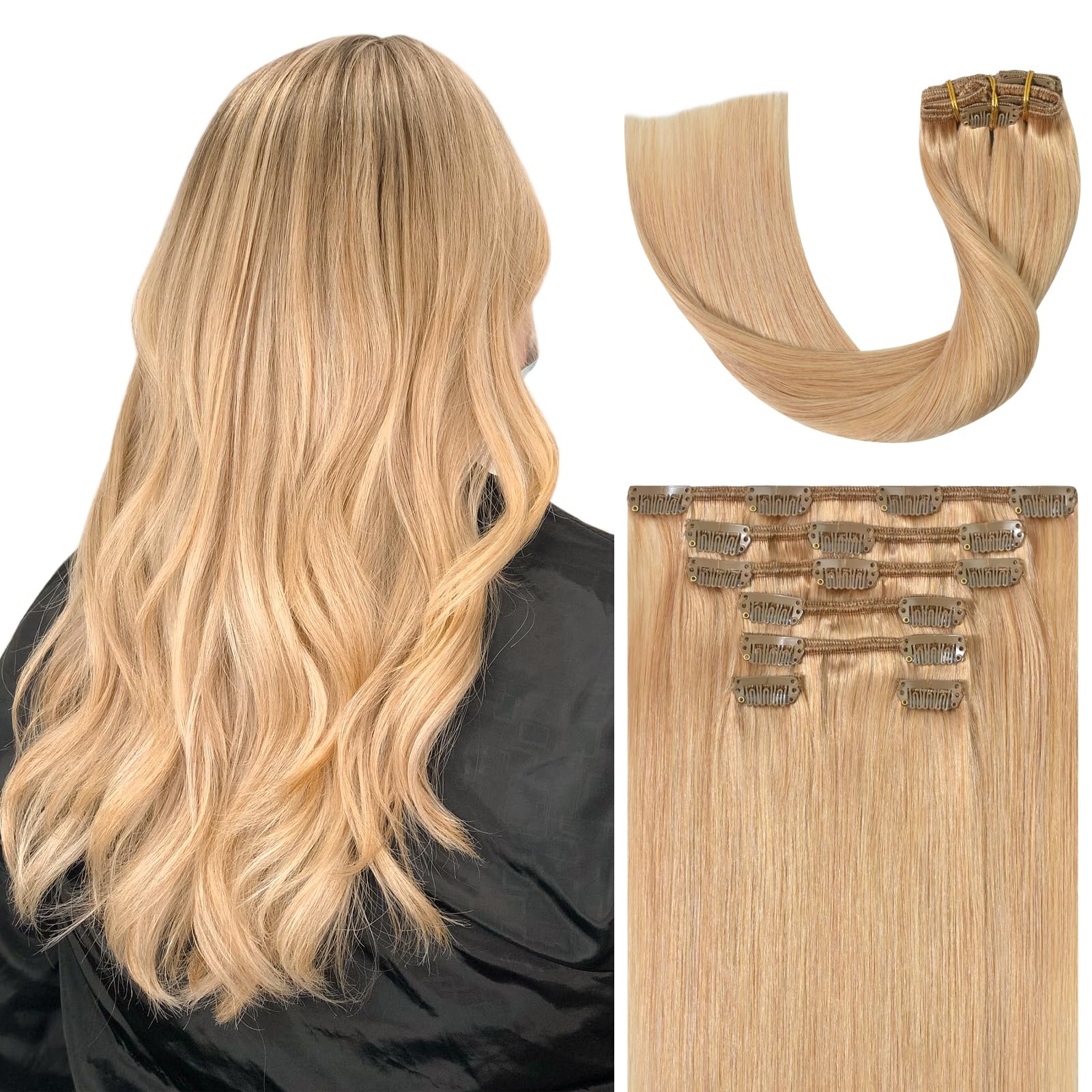 WindTouch Clip in Hair Extensions Human Hair, 15 Inch 75g #4 Medium Brown Hair Extensions for Women Real Human Hair Clip in, Remy Human Hair Extensions Clip ins, Soft Natural Straight — view 35